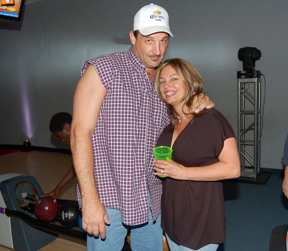 Ex-Miami Dolphins tight end Jim Jensen and his wife, Darlene, at Randy McMichael's charity bowling event at Don Carter Lanes in Pembroke Pines, Fla.