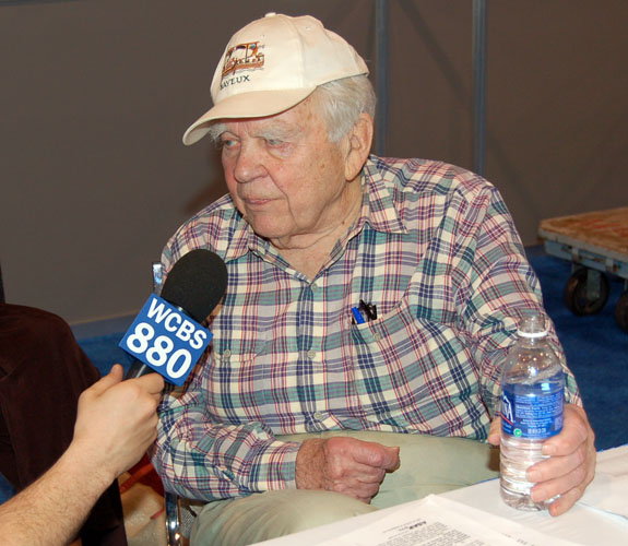 Andy Rooney, the always curmudgeonly 60 Minutes contributor, on Radio Row at the Miami Beach Convention Center for Super Bowl XLI.