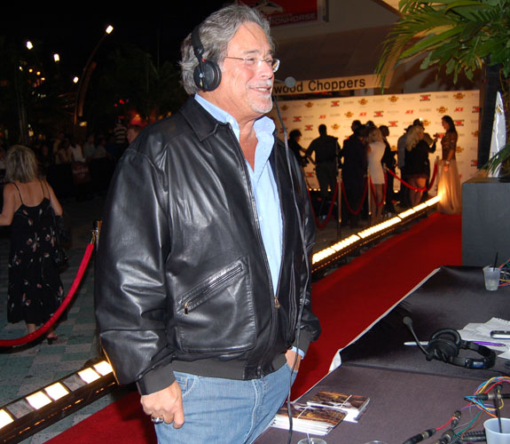 Miami Heat managing general partner Micky Arison talks with 790 The Ticket moments before a birthday party for Shaquille O'Neal at the Seminole Hard Rock.