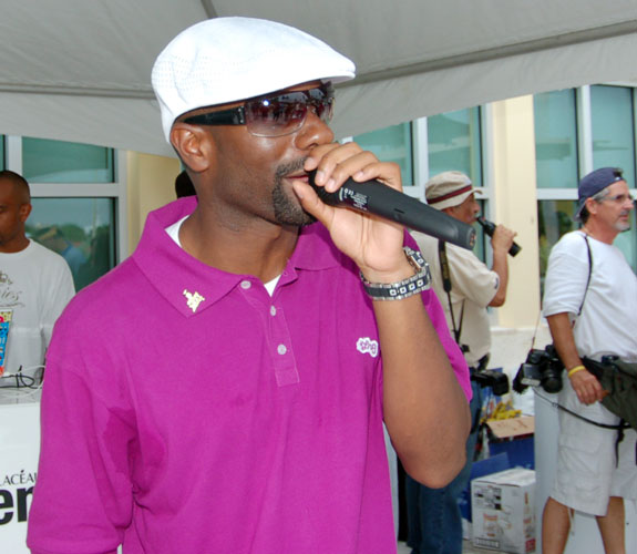 Ian Grocher, a.k.a., DJ Irie addresses guests at his Celebrity Golf Event on Alton Road.
