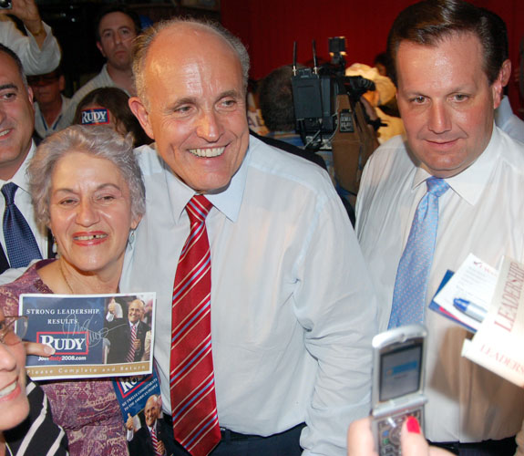 Former federal prosecutor and New York City Mayor Rudy Giuliani campaigning in Little Havana for the 2008 Republican presidential nomination.