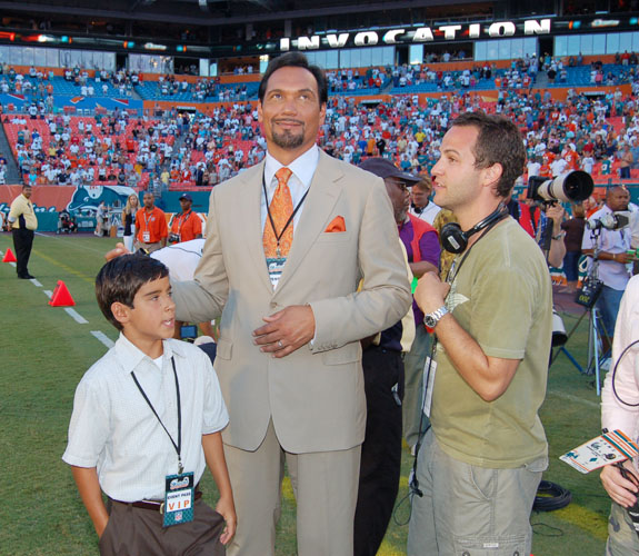 Actor Jimmy Smits on the field before the Miami Dolphins take on the Jacksonville Jaguars in Miami Gardens, Fla.
