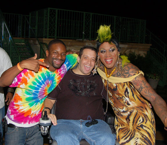 DJ Irie, Alan T. Brown, and Dennis Rodman at the former NBA forward's Halloween Party at Gulfstream Park in Hallandale Beach, Fla.