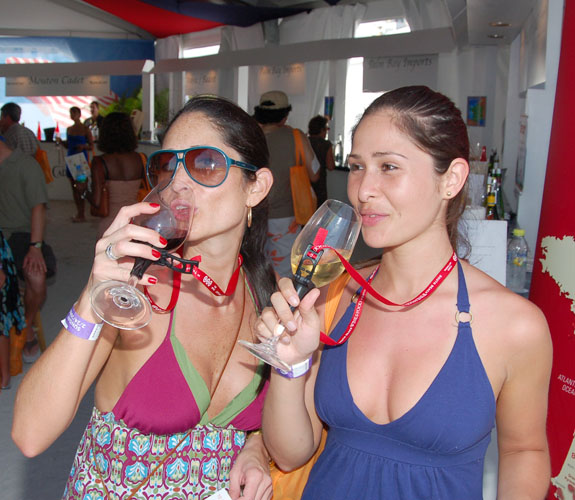 Guests at the South Beach Wine & Food Festival Grand Tasting enjoying some potables on the sands of Miami Beach.